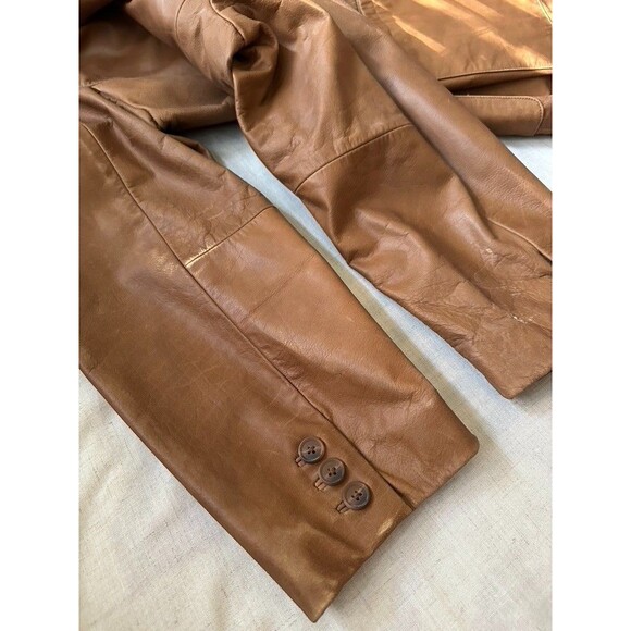 Roundtree & Yorke Mens XL Brown Genuine Leather Blazer Jacket Vintage Workwear - Picture 14 of 16